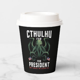 Gobelets En Papier Funny Elections 2024 Cthulhu pour le président