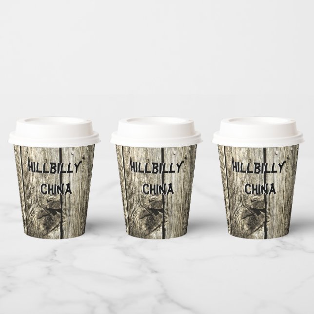Gobelets En Papier Funny Hillbilly Chine Faux Knotty Pine Rustique (Multi)