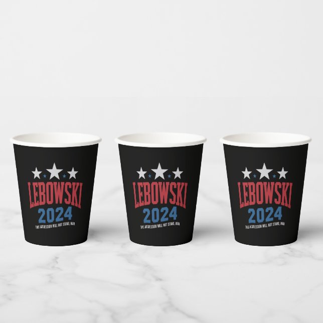Gobelets En Papier Funny Lebowski Élection politique Vote 2024 (Multi)