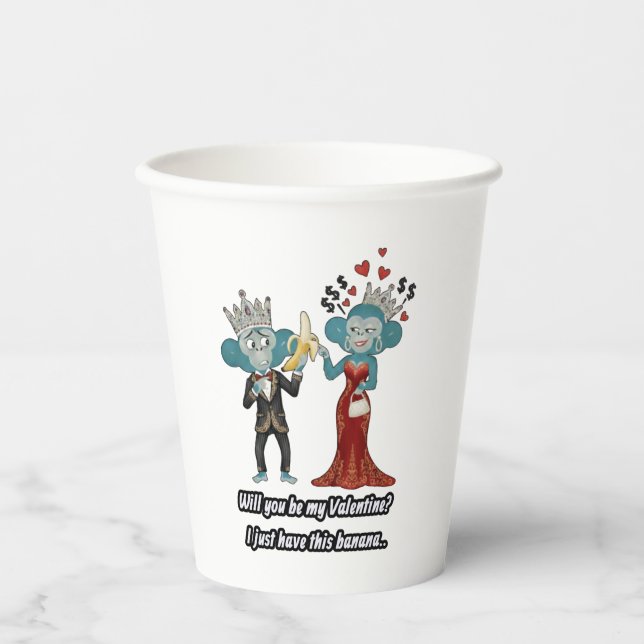 Gobelets En Papier Funny Monkey Couple Valentine's Day (Recto)