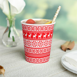 Gobelets En Papier Funny Nordic Laid Christmas Sweater Party