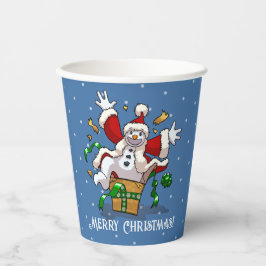 Gobelets En Papier Funny Snowman Merry Christmas Surprise Cartoon