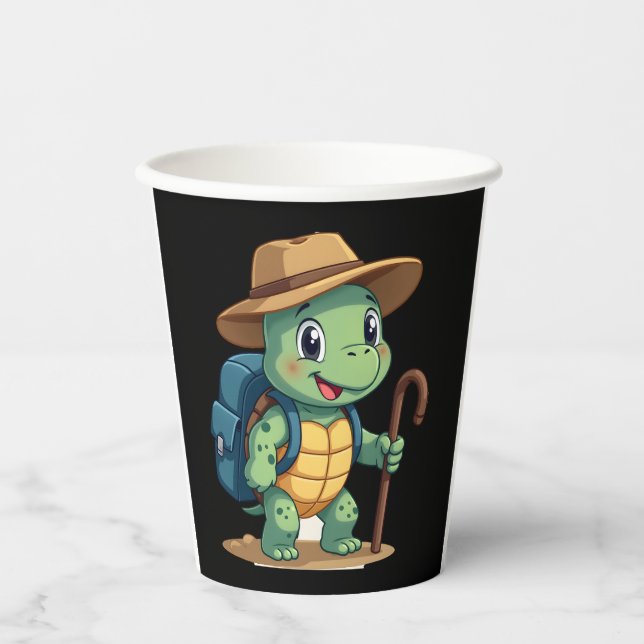 Gobelets En Papier Funny Turtle Hiking Graphic Camping Lover Adventur (Recto)
