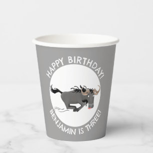 Gobelets En Papier Funny wildebeest personnalisées dessin animé anniv