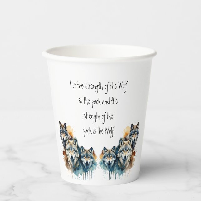 Gobelets En Papier Gamme Inspirational Wolf Citation Force Pack (Recto)