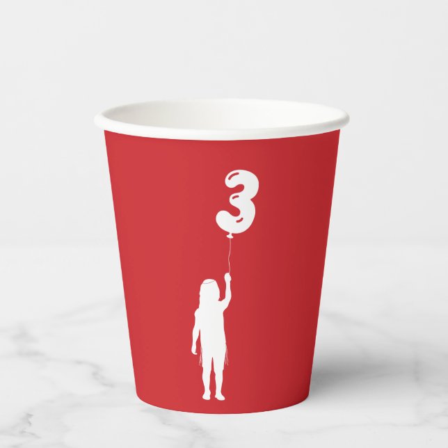 Gobelets En Papier Garçon rouge Upsherin avec 3 balles (Recto)