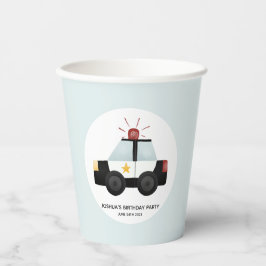 Gobelets En Papier Garçons Cute Blue Police Voiture Anniversaire