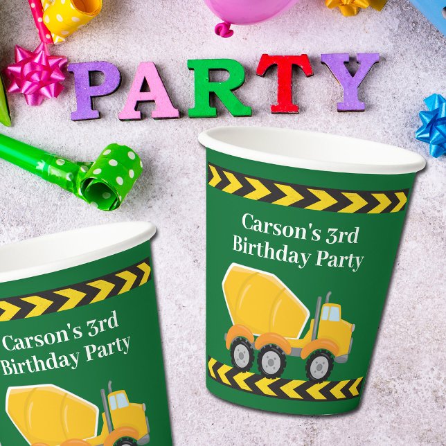 Gobelets En Papier Garçons fête d'anniversaire Custom Green Truck Enf (Créateur téléchargé)