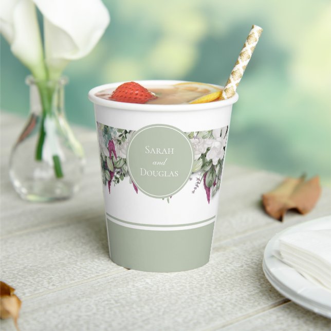 Gobelets En Papier Gardenia / Snapdragon Mariage Sage Paper Cup (Insitu)