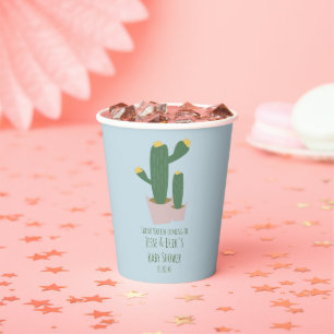 Gobelets En Papier Gâteaux Cactus Remerciements Baby Shower Bleu Ros