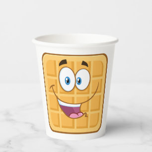 Gobelets En Papier Gaufre joyeuse Kawaii Petit-déjeuner souriant Nour