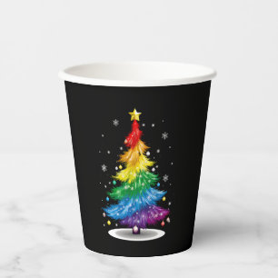 Gobelets En Papier Gay LGBT Pride Arbre de Noël Arc-en-ciel Joyeux No