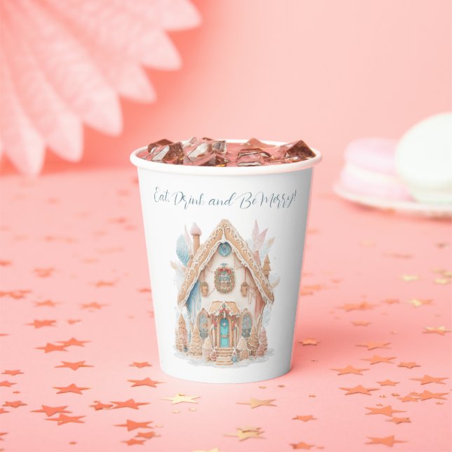 Gobelets En Papier Gingerbread Maison Manger Boire Soyez Joyeux Noël (Insitu)