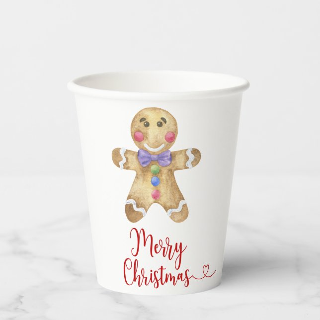 Gobelets En Papier Gingerpain homme biscuit de Noël (Recto)