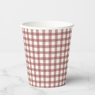 Gobelets En Papier Gingham Cranberry Rouge Marron