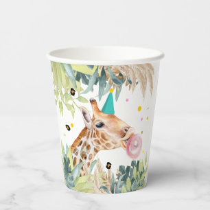 Gobelets En Papier Giraffe Fête Animaux Anniversaire Zoo Safari