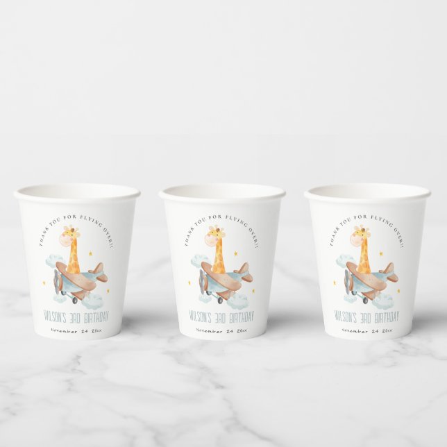 Gobelets En Papier Giraffe Jaune Giraffe Nuage Etoiles Anniversaire (Multi)