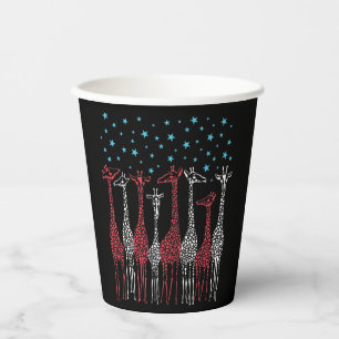 Gobelets En Papier Giraffes rouge blanc et bleu 4 juillet