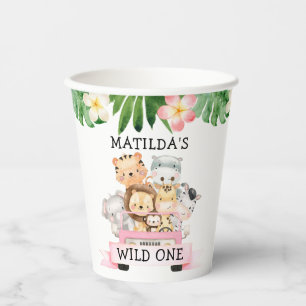 Gobelets En Papier Girl Jungle Safari Anniversaire Coupes de papier
