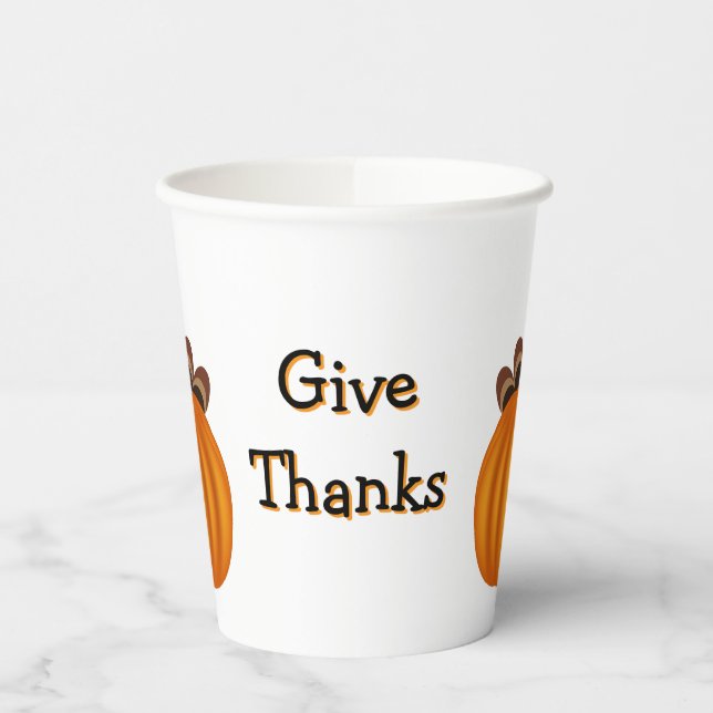 Gobelets En Papier Give Thanks Thanksgiving  (Gauche)
