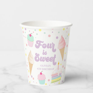 Gobelets En Papier Glace et gâteau QUATRE EST DOUX 4e anniversaire