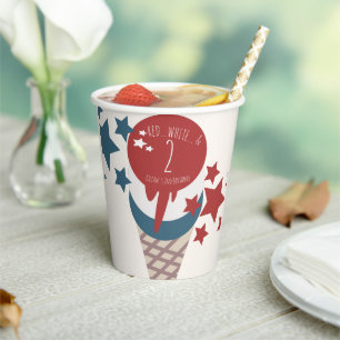 Gobelets En Papier Glace étoile d'anniversaire 4 juillet 2ème