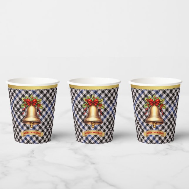 Gobelets En Papier Gladstone personnalisé Tartan Noël (Multi)