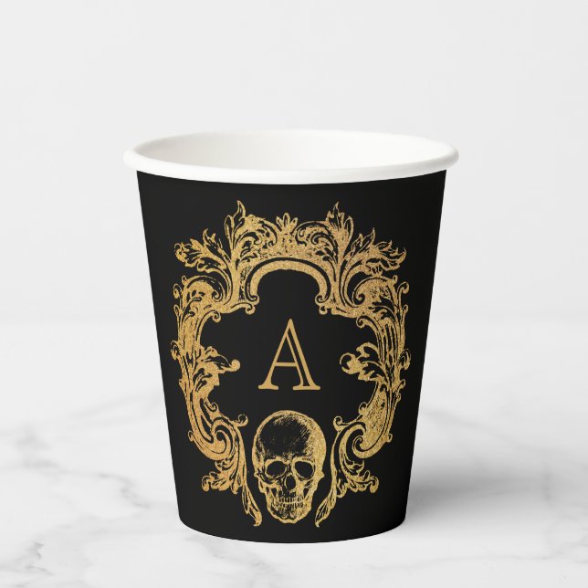 Gobelets En Papier Glam gothique | Tasses en papier | Noir (Recto)