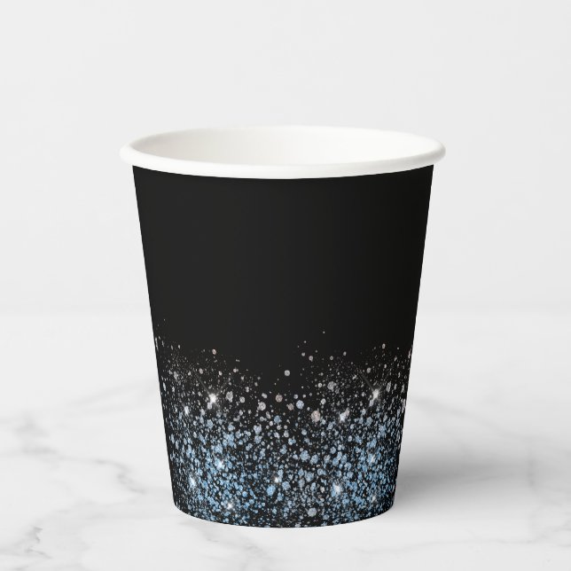 Gobelets En Papier Glam Parties scintillant noir tasse de papier (Recto)