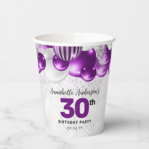 Gobelets En Papier Glam violet violet argent Parties scintillant de b