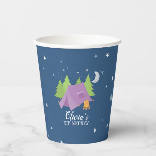 Gobelets En Papier Glamping Girl Camping Anniversaire fête tente viol
