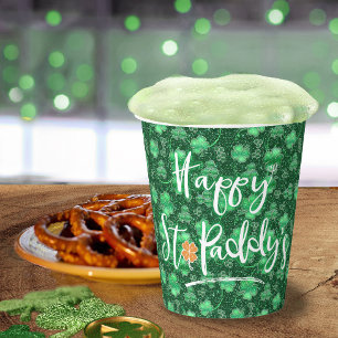 Gobelets En Papier Glittering Shamrocks Happy St. Paddy's ID289