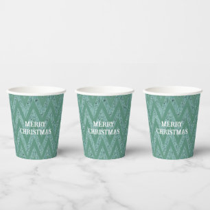 Gobelets En Papier Glitzy Green Chevron Stripes Noël