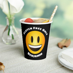 Gobelets En Papier Gluten sans sourire visage Emoji