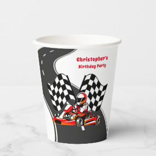 Gobelets En Papier Go Kart Racing Garçon fête d'anniversaire Personna