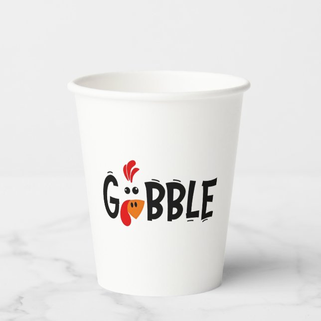 Gobelets En Papier Gobble Funny Thanksgiving Turquie fête (Recto)