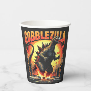 Gobelets En Papier Gobblezilla Éffrayant Turquie Thanksgiving Gobble