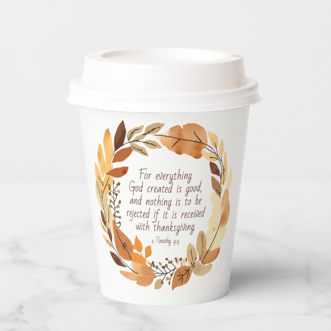 Gobelets En Papier God Created Good | Thanksgiving Wreath | Neutrals (Recto)