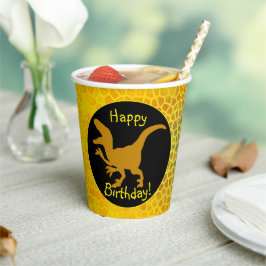 Gobelets En Papier Gold Dinosaur Hide Happy Birthday! 