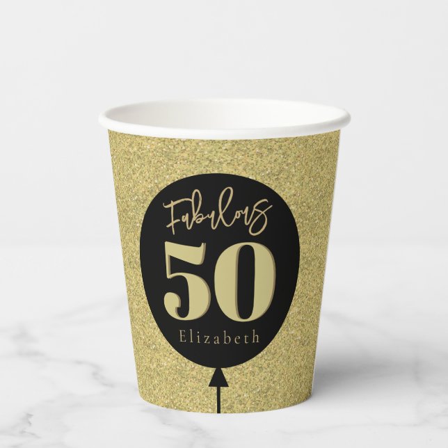 Gobelets En Papier Gold Fabulous 50 Anniversaire (Verso)