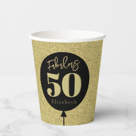 Gobelets En Papier Gold Fabulous 50 Anniversaire