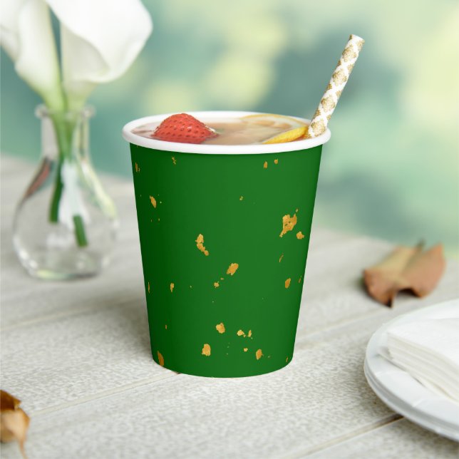 Gobelets En Papier Gold Flakes et Emerald Green (Insitu)