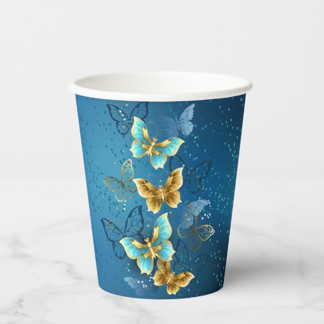 Gobelets En Papier Golden butterflies (Recto)