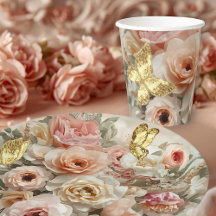 Golden Butterfly Rococo Rose Galentine Garden