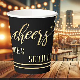 Gobelets En Papier Golden Cheers Festive Anniversaire Coupes de papie