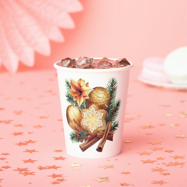 Gobelets En Papier Golden Christmas Star with Cinnamon (Insitu)