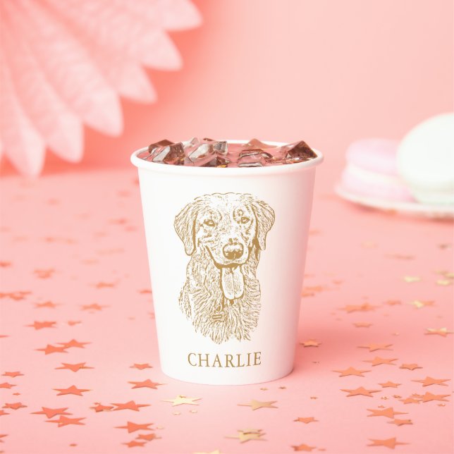 Gobelets En Papier Golden Retriever Chien personnalisable carte de de (Insitu)