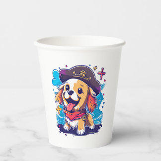 Gobelets En Papier Golden Retriever Chien Pirate