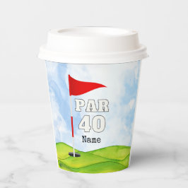 Gobelets En Papier Golf 40e anniversaire au golfeur avec drapeau de g