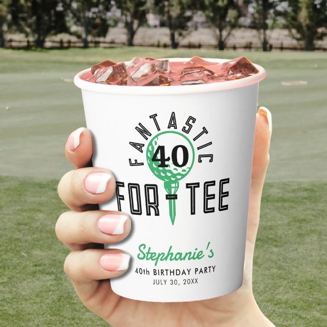 Gobelets En Papier Golf 40e anniversaire Fantastique pour le tee blan (Golf 40th Birthday Party Fantastic For-Tee White Paper Cups
)